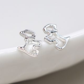 Sterling silver scottie dog stud earrings