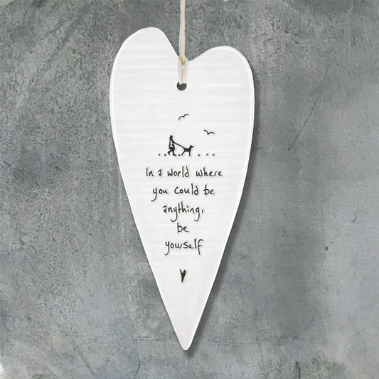 East of India long ceramic heart. In a world where you could be anything be yourself