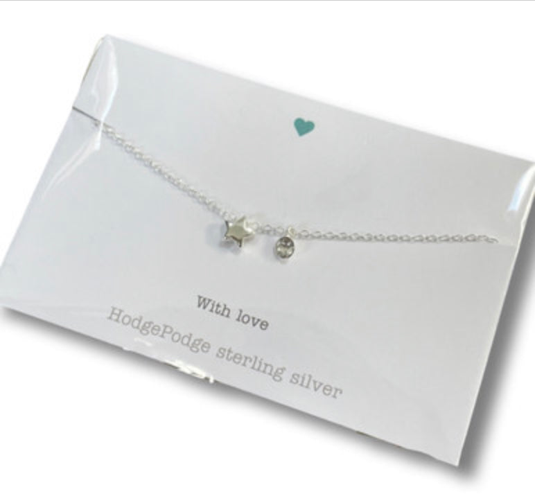 Star with Crystal sterling silver necklace