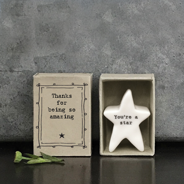 Thanks for being so amazing. Ceramic star matchbox keepsakes by east of India