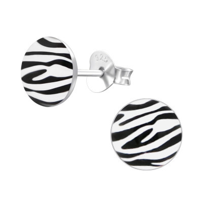 Zebra print Sterling silver earrings