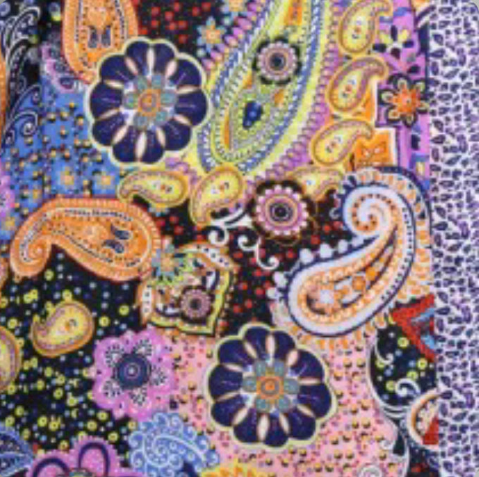 Navy mix vibrant paisley silky scarf/ sarong