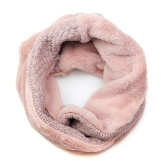 Pink faux fur and knit twist snood