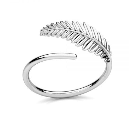 Feather sterling silver adjustable ring