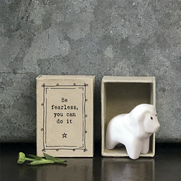 Be fearless you can do it. Lion ceramic matchbox keepsake by East of India