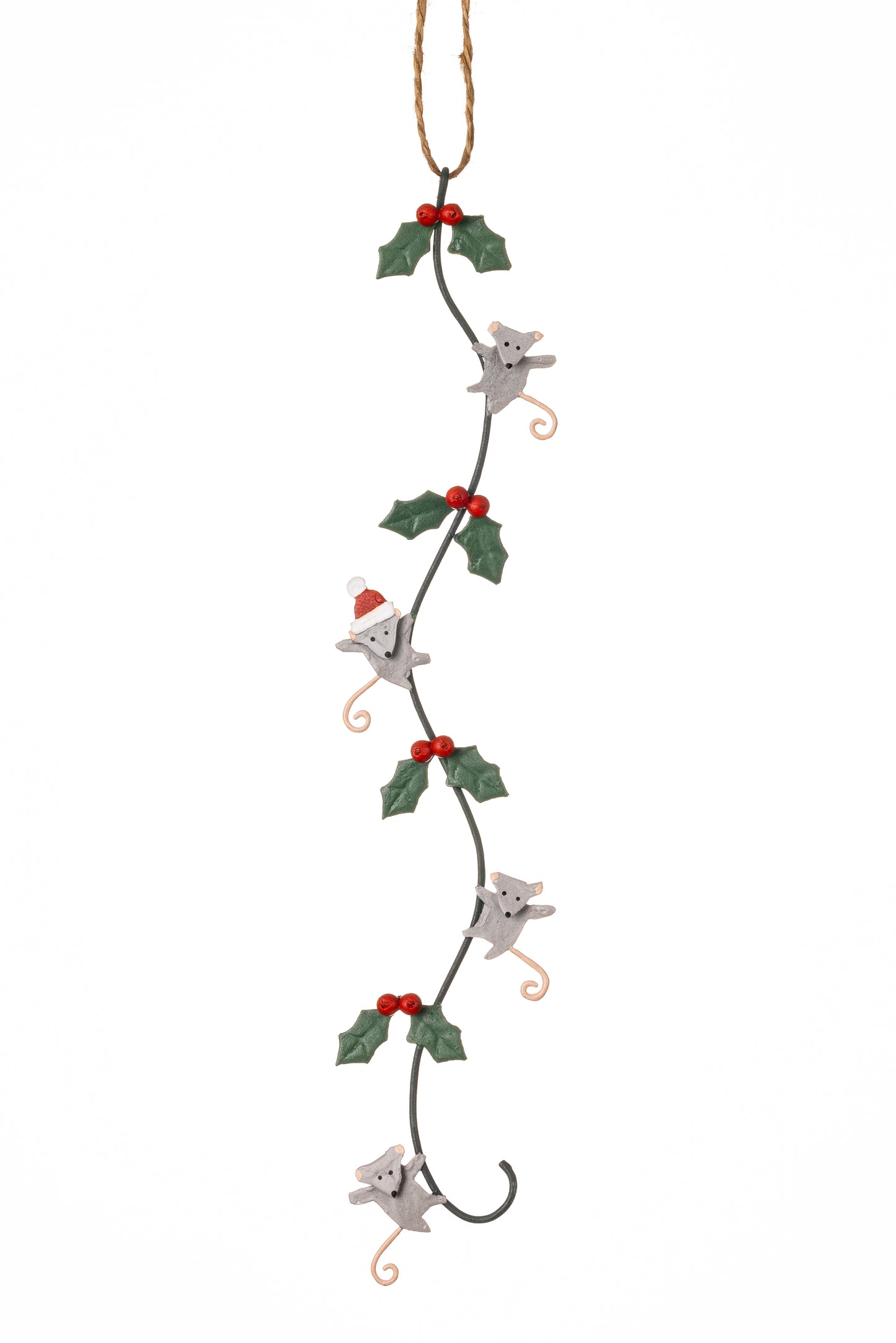 Holly Ribbon with mice Christmas decoration by Shoeless Joe