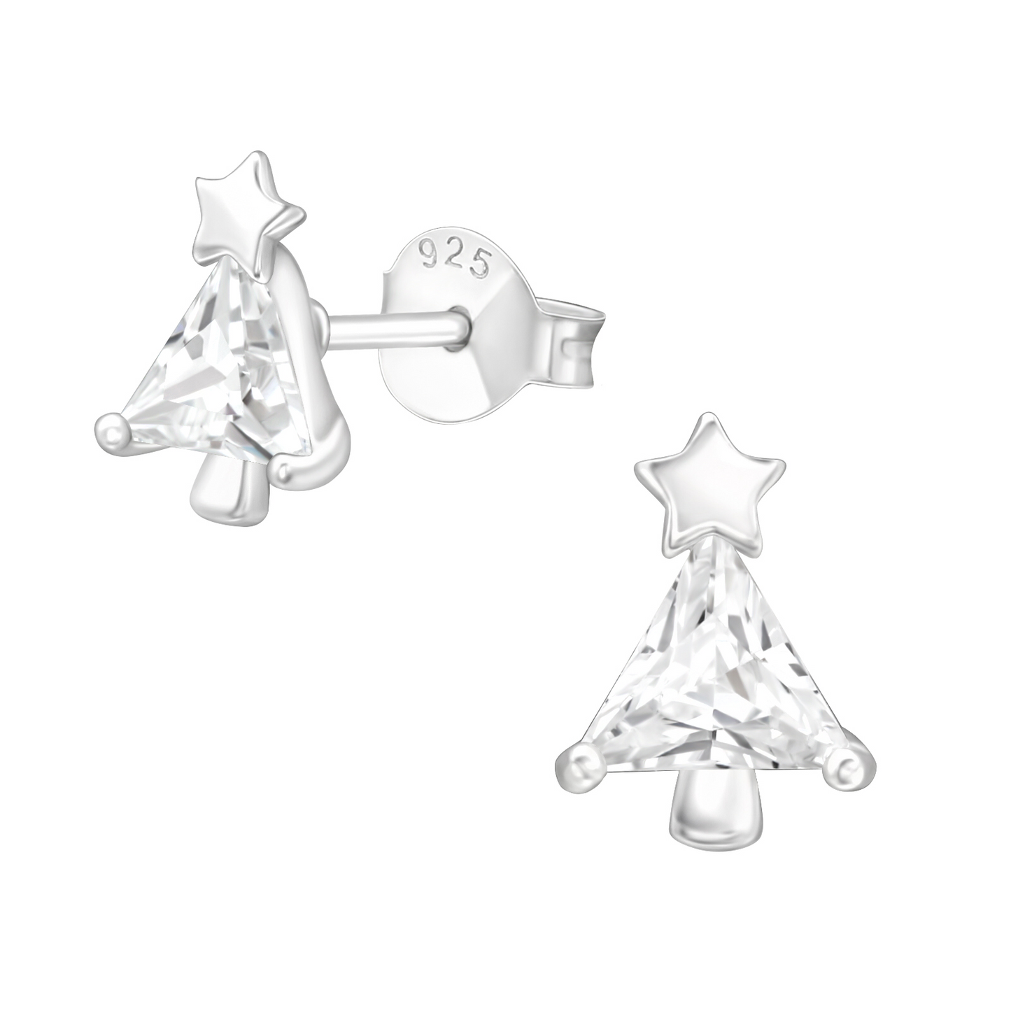 Cubic zirconia Christmas tree stud earrings