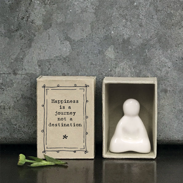 Happiness is a journey not a destination. Little Buddha. Ceramic matchbox keepsake by East of India