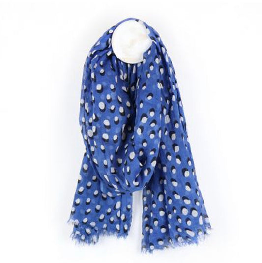 Blue scarf with white dot and shadow print by POM