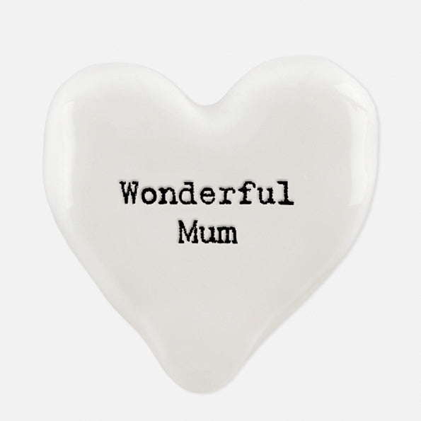 Wonderful mum ceramic heart token by East of India