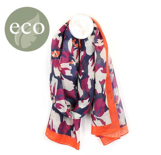 Recycled purple mix graphic flower print scarf