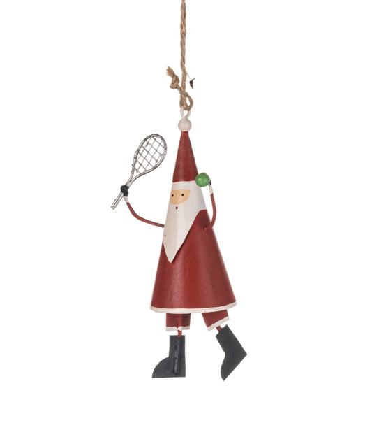 Tennis playing Santa Christmas tree decoration