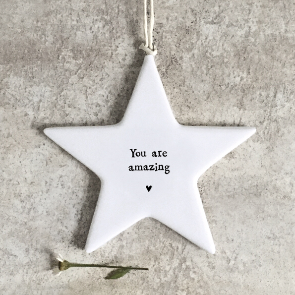 You are amazing porcelain hanging star by east of india. Gift for a friend