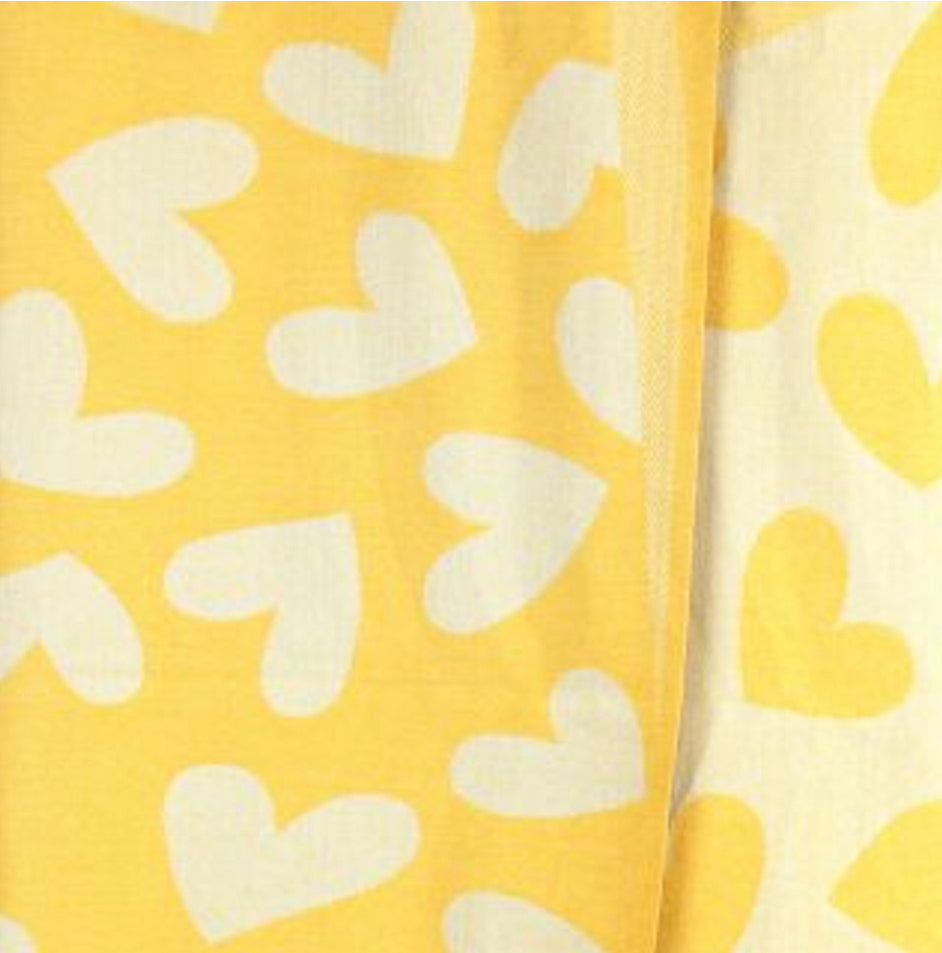 Yellow jacquard hearts reversible scarf/ wrap by POM