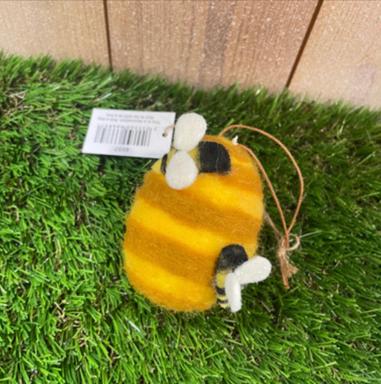 Felt bee hive hanging decoration by Shoeless Joe