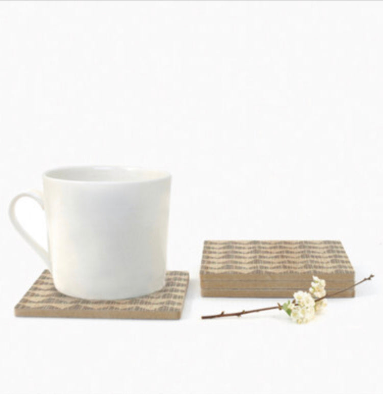 Natural geometric wooden coaster set by East of India