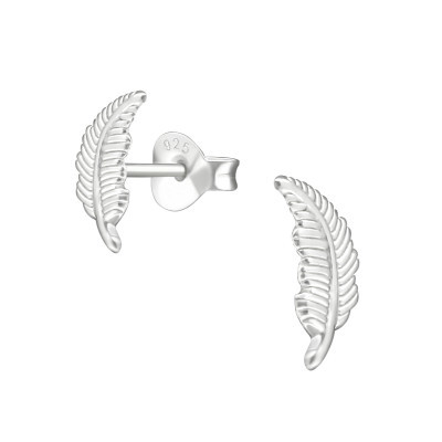 Feather sterling silver stud earrings