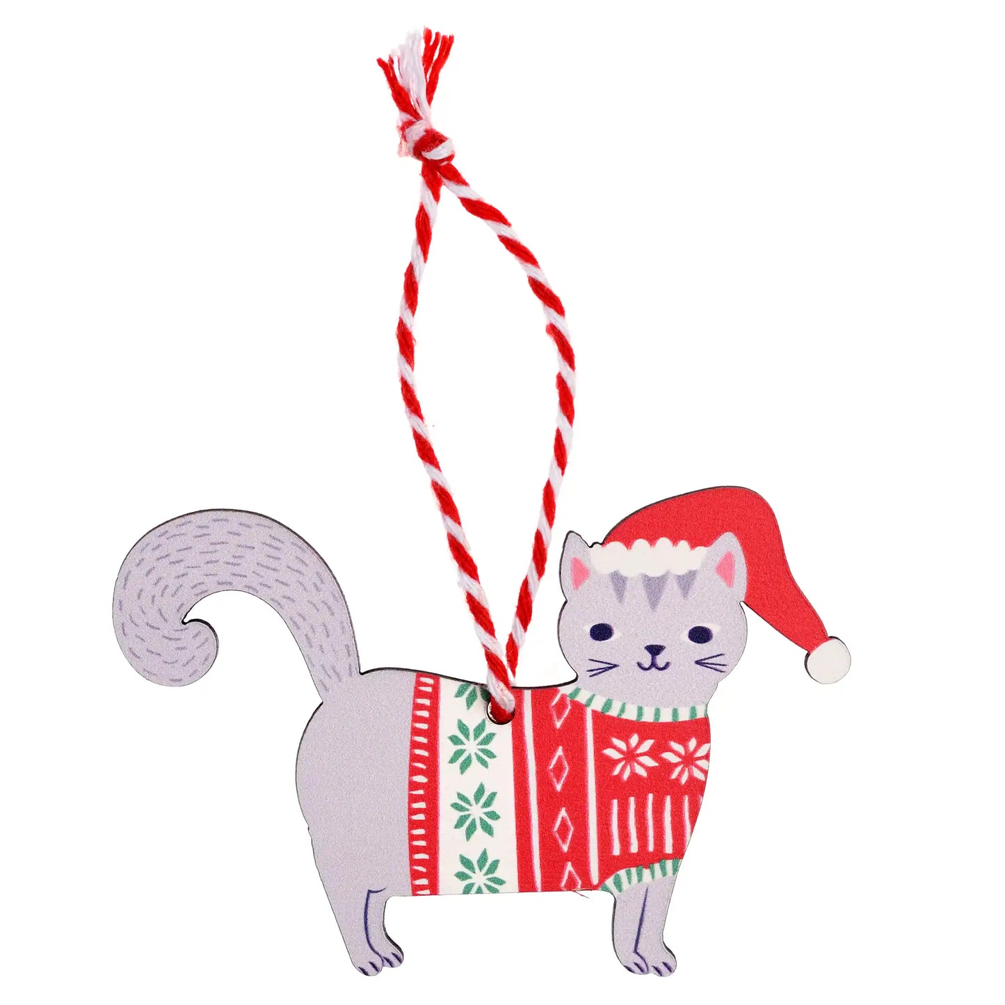 Grey standing Christmas cat tree decoration