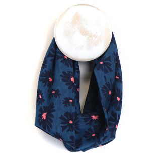 Navy and blue flower print multiway cotton snood