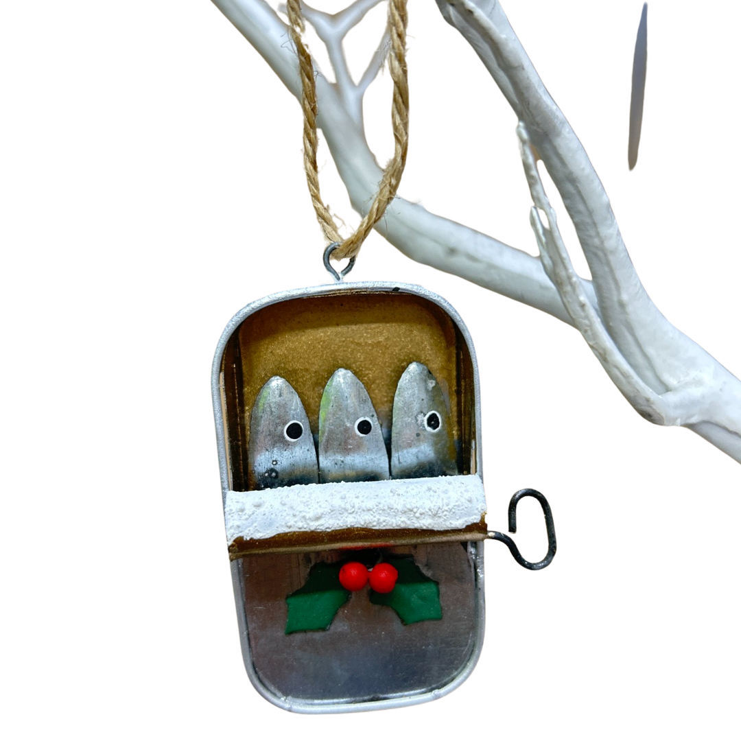 Christmas sardines in a tin, tree ornament