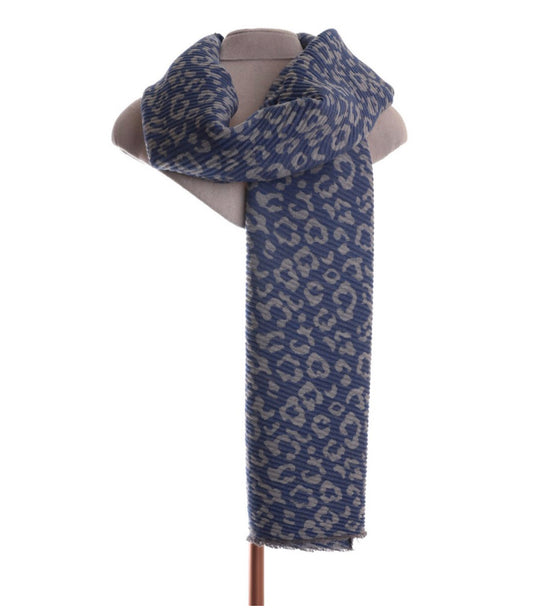 Blue & grey animal print scarf