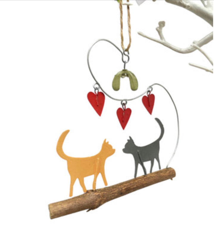 Cats under the mistletoe Christmas decoration by Shoeless Joe