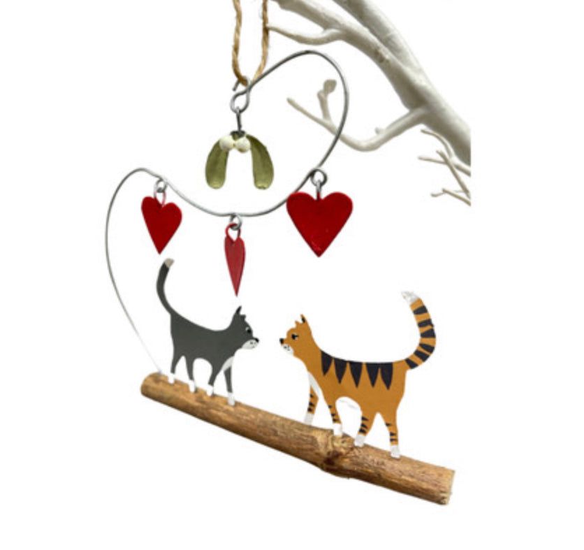 Cats under the mistletoe Christmas decoration by Shoeless Joe