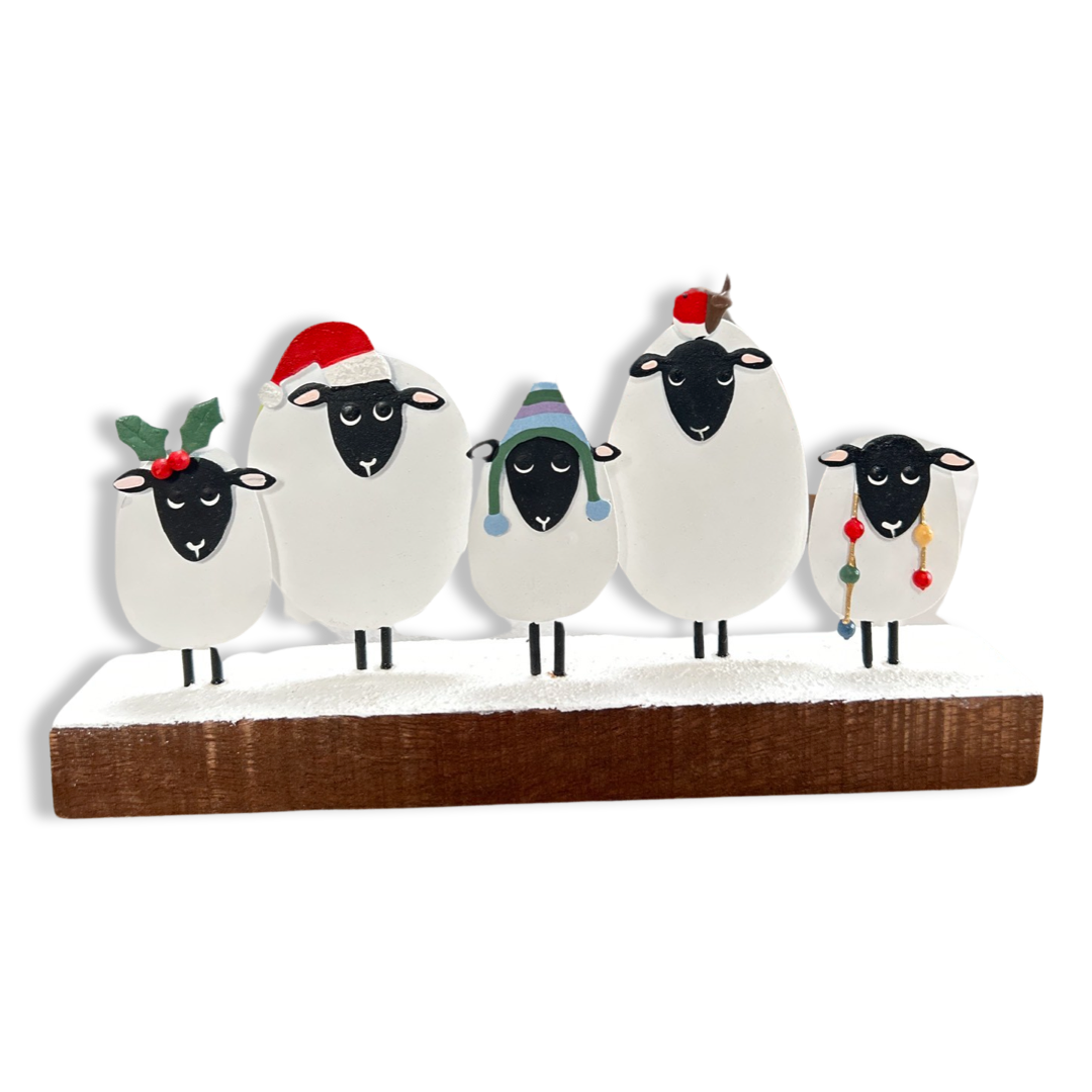 Five Christmas sheep standing ornament