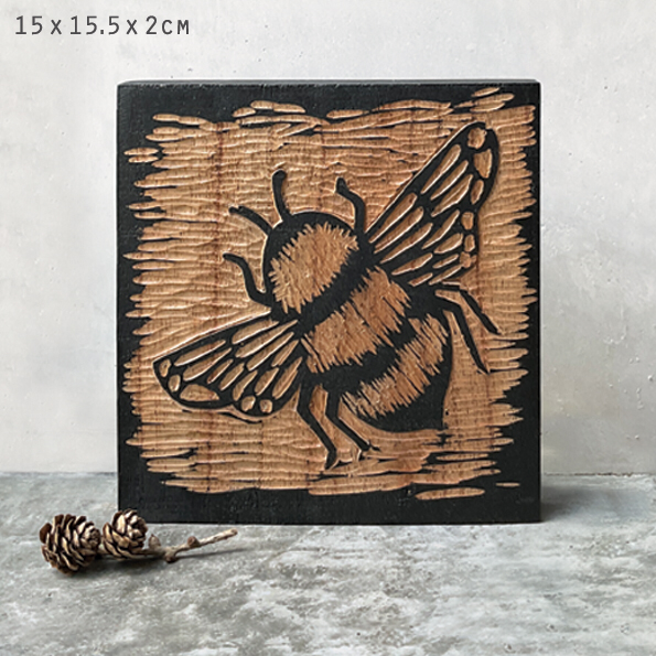 Hand carved wooden block bee by east of India