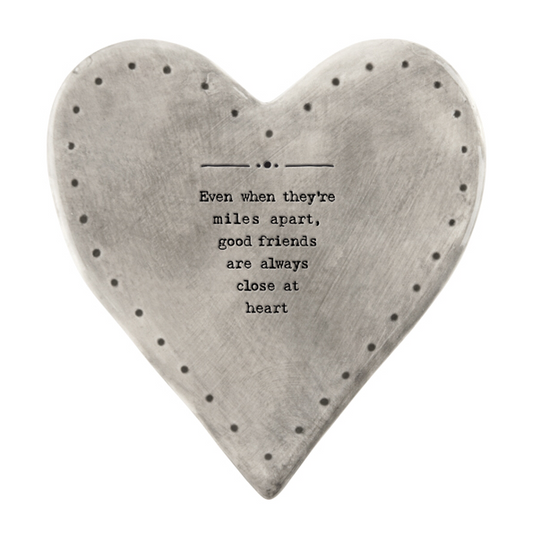 Even when they’re miles apart, good friends are always close at heart- rustic ceramic coaster by east of India