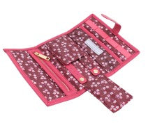 Ooh la la berry jewellery roll. Pink travel jewellery roll.