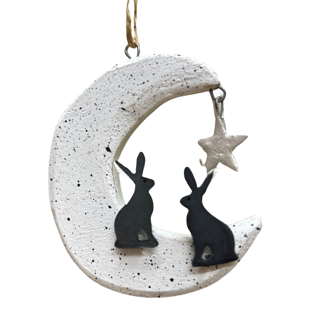 Hares on the moon hanging decoration