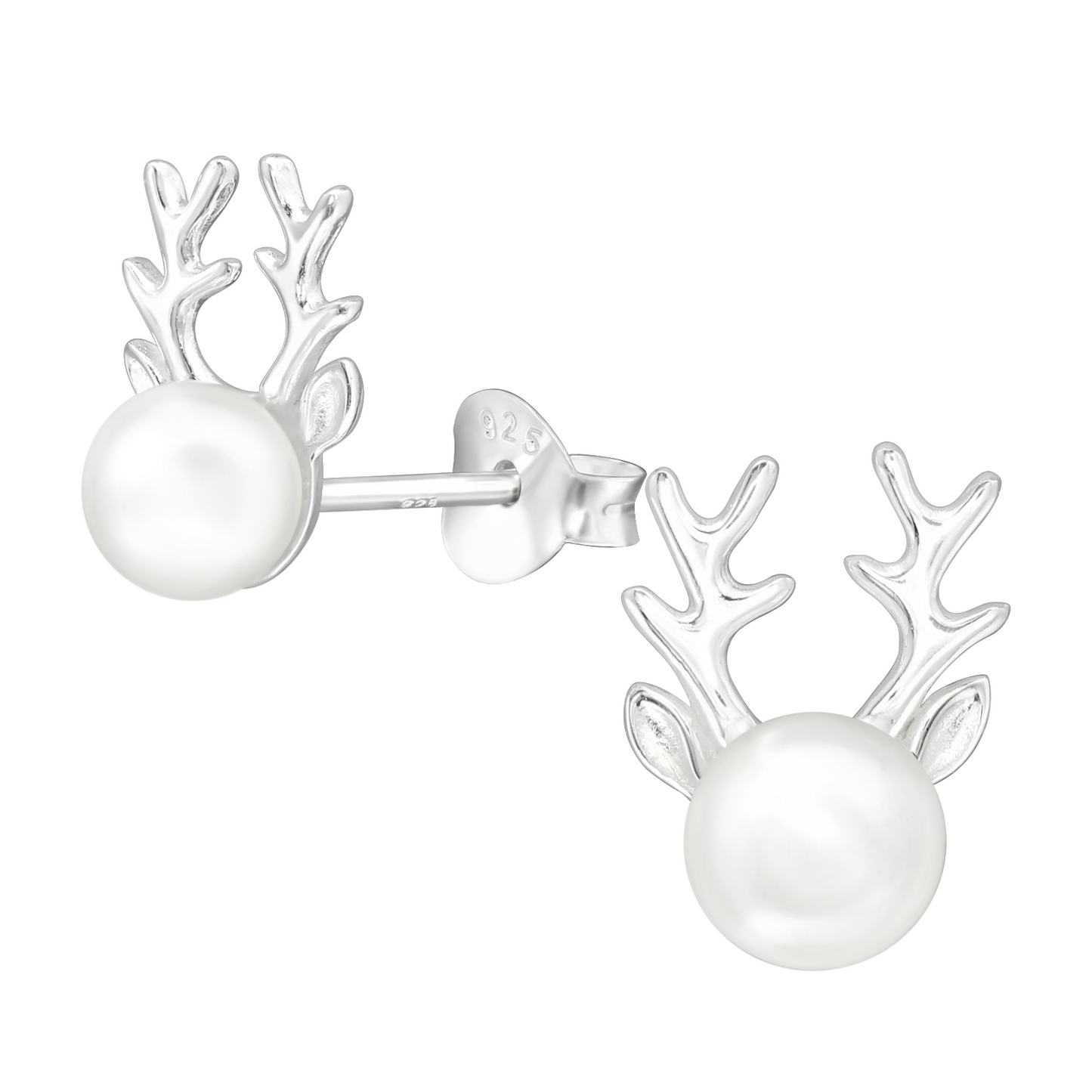 Reindeer head sterling silver earrings