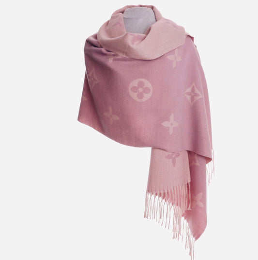 Pale pink simple flower print scarf/wrap by Zelly