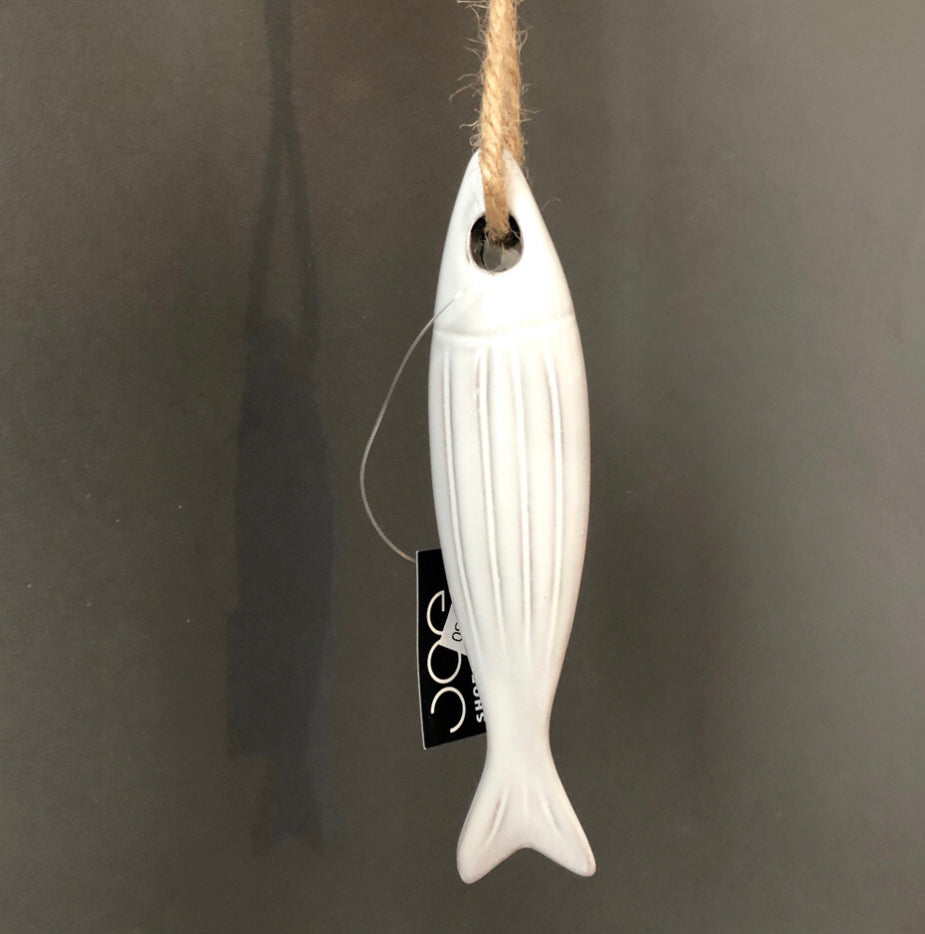 Ceramic hanging fish by Shoeless Joe
