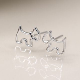 Sterling silver scottie dog stud earrings