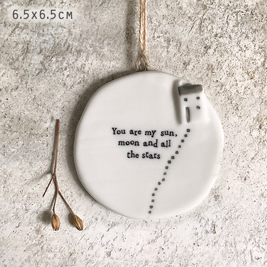 You are my sun, moon and all the stars. Porcelain hanging moon by East of India