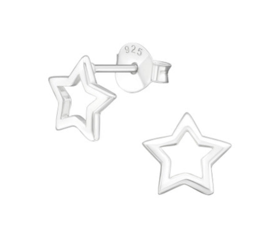 Star outline sterling silver earrings