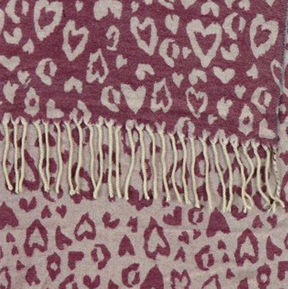 Red reversible animal print heart scarf by POM