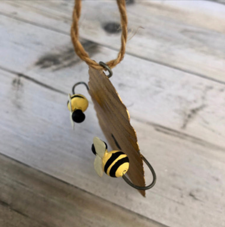 Gold bee hive hanging decoration by shoeless Joe