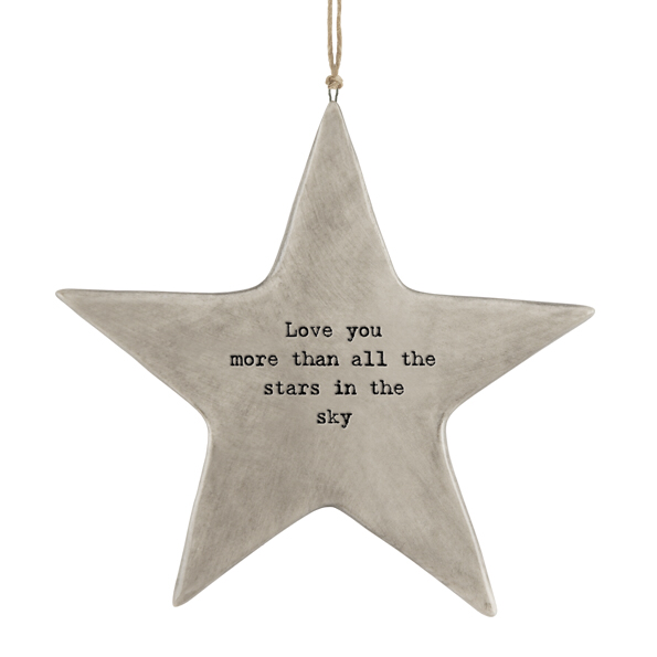 Love you more than all the stars in the sky.  Ceramic hanging star by east of India