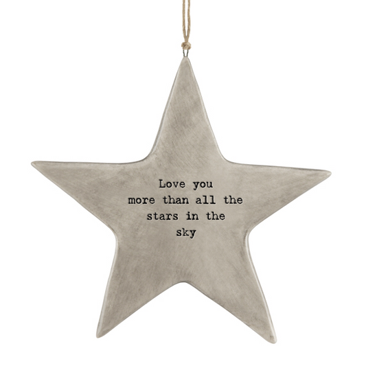 Love you more than all the stars in the sky.  Ceramic hanging star by east of India