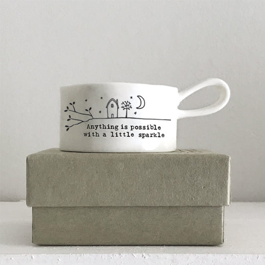 Anything is possible with a little sparkle  ceramic boxed tea light holder by East of India