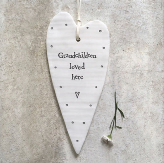 Grandchildren loved here. Porcelain hanging heart by East of India