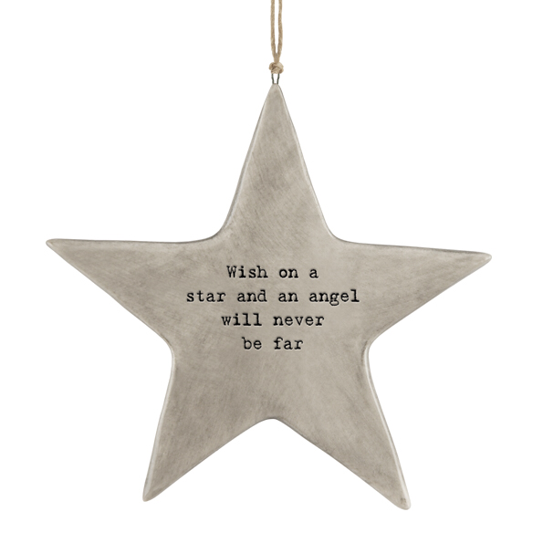 Wish on a star and an angel will never be far- rustic ceramic star by East of India
