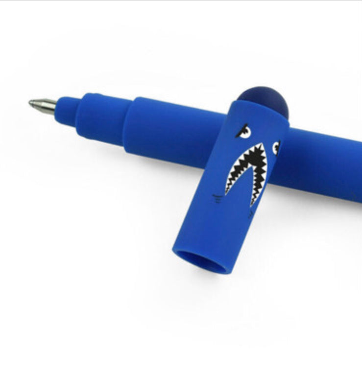 Shark erasable blue ink gel pen. Legami
