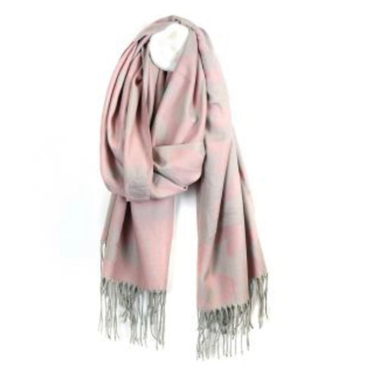 Pink jacquard hearts reversible scarf lol