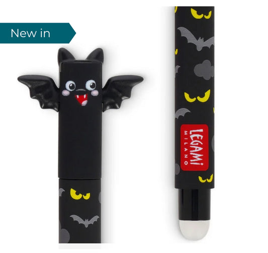 Bat erasable pen, black ink. Legami milano