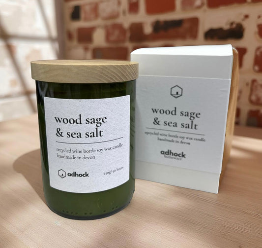 Wood Sage & Sea Salt Wine Bottle Candle by Adhock homeware