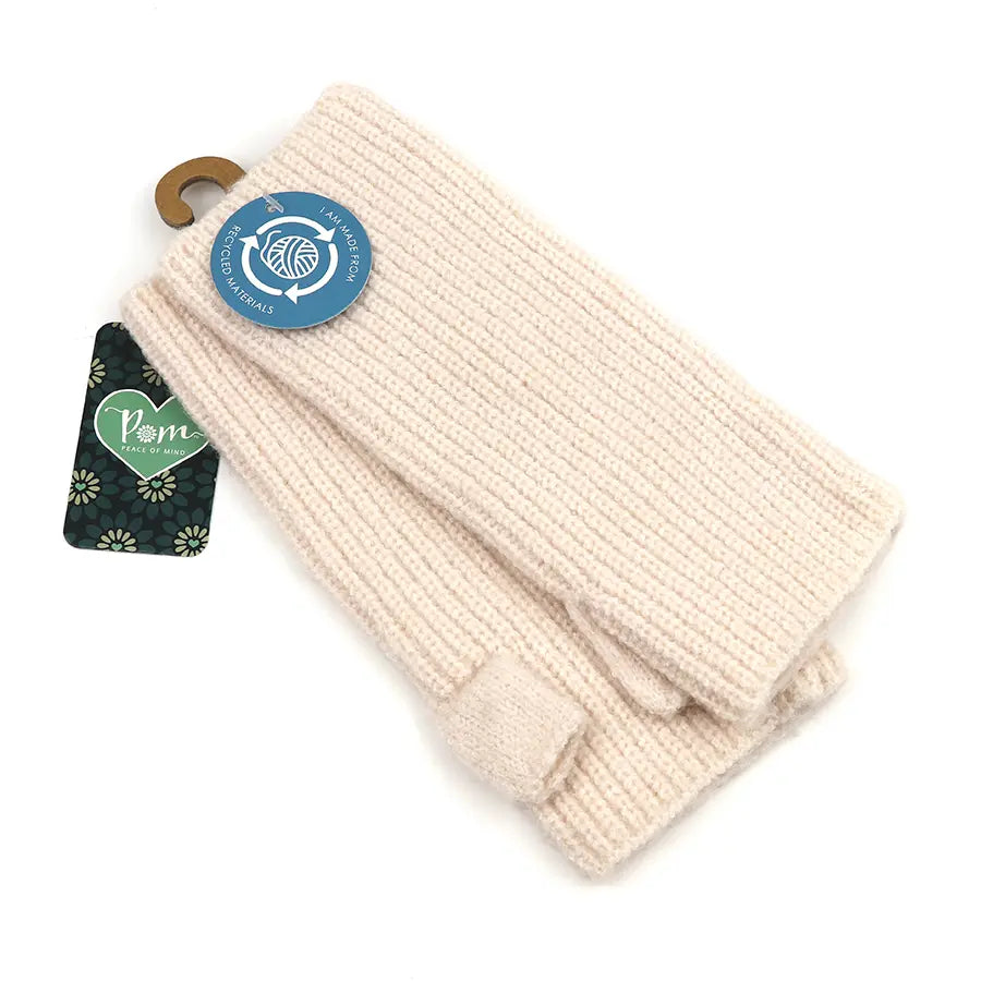 Recycled mix oatmeal wrist warmers by Piece of Mind